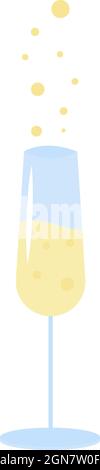 Sparkling wine glass semi flat color vector object Stock Vector