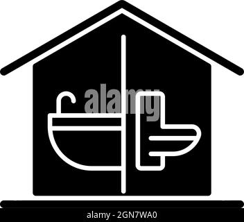 Sanitation facilities black glyph icon Stock Vector