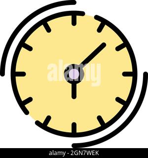 Quest clock icon. Outline quest clock vector icon color flat isolated Stock Vector