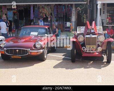 'Brits on the beach' annual car show in Ocean Grove, New Jersey which attracts numerous restored and classic British cars. Stock Photo