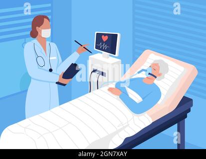 Recovery in hospital flat color vector illustration Stock Vector