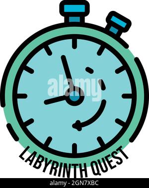 Stopwatch labyrinth quest icon. Outline stopwatch labyrinth quest vector icon color flat isolated Stock Vector