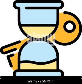 Quest hourglass key icon. Outline quest hourglass key vector icon color flat isolated Stock Vector