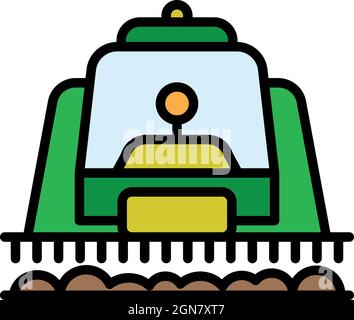 Front side of combine icon. Outline front side of combine vector icon color flat isolated Stock Vector