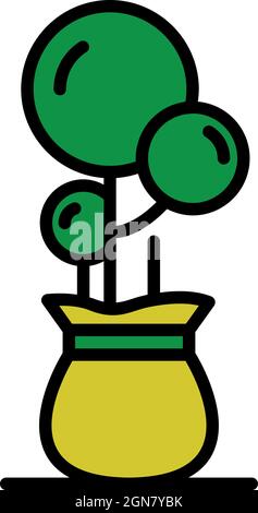 Tree in sack for plant icon. Outline tree in sack for plant vector icon color flat isolated Stock Vector