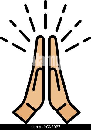 Applauding hands icon. Outline applauding hands vector icon color flat isolated Stock Vector