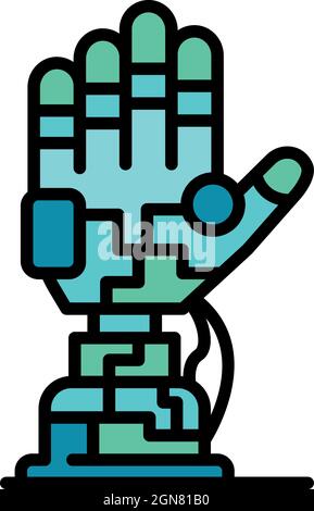 Robotic palm icon. Outline robotic palm vector icon color flat isolated Stock Vector