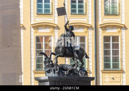 Statue of Saint George in the Prague Castle, Prague, Czech republic Stock Photo