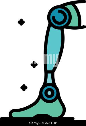 Mechanical leg icon. Outline mechanical leg vector icon color flat isolated Stock Vector