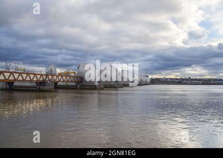 Thames Barrier, Greenwich, daytime view. London, United Kingdom 2021. Stock Photo