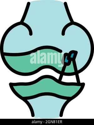 Knee implant icon. Outline knee implant vector icon color flat isolated Stock Vector