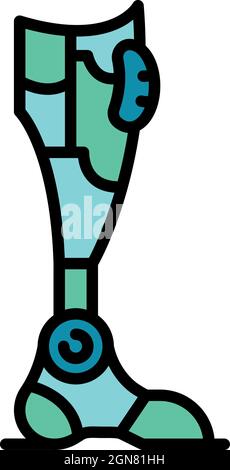 Plastic foot prosthesis icon. Outline plastic foot prosthesis vector icon color flat isolated Stock Vector
