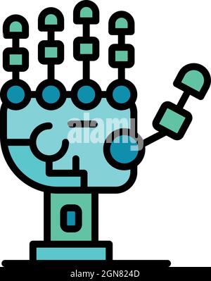 Skeleton of a mechanical arm icon. Outline skeleton of a mechanical arm vector icon color flat isolated Stock Vector