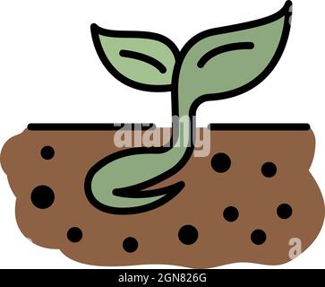 Sprouted seed icon. Outline sprouted seed vector icon color flat isolated Stock Vector