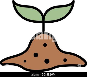 Sprouted seedling icon. Outline sprouted seedling vector icon color flat isolated Stock Vector