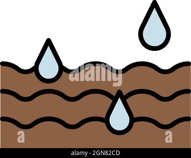 Rain watering the beds icon. Outline rain watering the beds vector icon color flat isolated Stock Vector