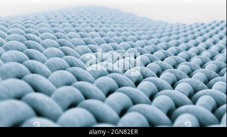 Woven fabric detail under microscope. 3D illustration. Stock Photo