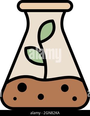 Plant in a flask icon. Outline plant in a flask vector icon color flat isolated Stock Vector