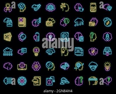 Memory icons set outline vector. Brain care. Awareness creative Stock Vector