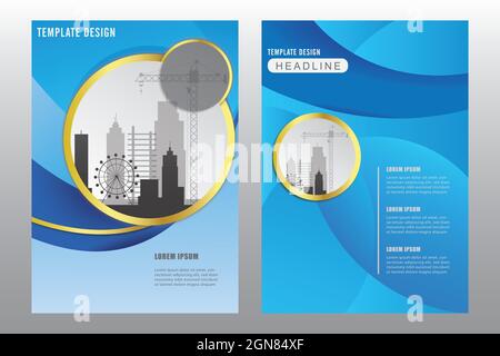 Abstract business flyer template. Cover modern brochure layout design in A4 size. Annual report construction industrial vector and illustration design Stock Vector