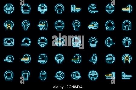 Magnetic resonance tomography icons set outline vector. Medical ct scan. Radiology scanner Stock Vector