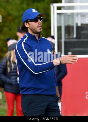 Sasha Vujacic plays in the Celebrity Match during the fourth preview day of the 43rd Ryder Cup at Whistling Straits, Wisconsin. Picture date: Thursday September 23, 2021. Stock Photo