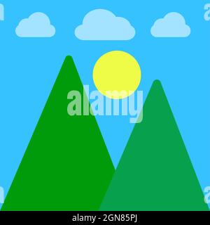 scenery mountain vector Illustration, gallery design Stock Vector
