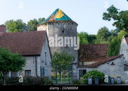 Chaux tower, the remains of the enclosure of Saint-Pierre and Saint-Paul Abbey, Beze, Burgundy, Cote-d'Or, France. Stock Photo