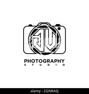 GV Logo letter Geometric Photograph Camera shape style template vector Stock Vector