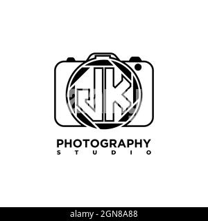 JK Logo letter Geometric Photograph Camera shape style template vector Stock Vector