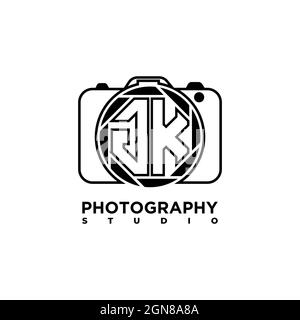 GK Logo letter Geometric Photograph Camera shape style template vector Stock Vector