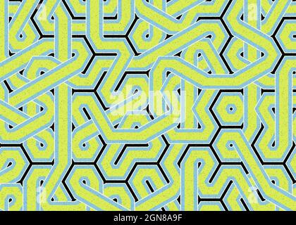 Computer-generated Hexagon Tile Connection art background design illustration Stock Vector