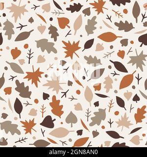 Lovely autumn leaves seamless pattern in light pastel colors. Trendy doodle flat style. Great for cards, apparel design, wallpapers, gift wrapping Stock Vector