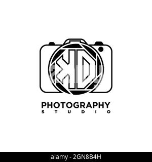 KO Logo letter Geometric Photograph Camera shape style template vector Stock Vector