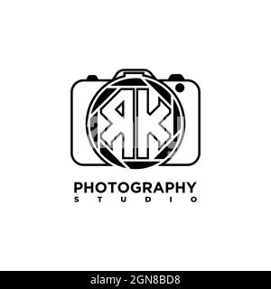 RK Logo letter Geometric Photograph Camera shape style template vector Stock Vector