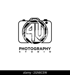 PV Logo letter Geometric Photograph Camera shape style template vector Stock Vector