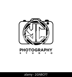 YC Logo letter Geometric Photograph Camera shape style template vector Stock Vector
