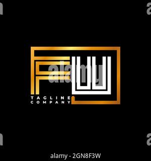 FW Logo letter monogram shape line golden vector template. Business monogram company Stock Vector
