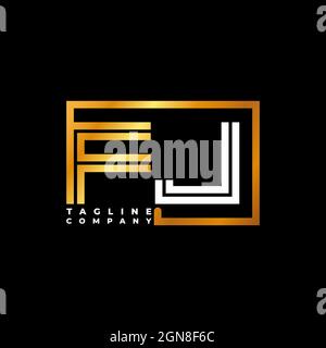 FJ Logo letter monogram shape line golden vector template. Business monogram company Stock Vector
