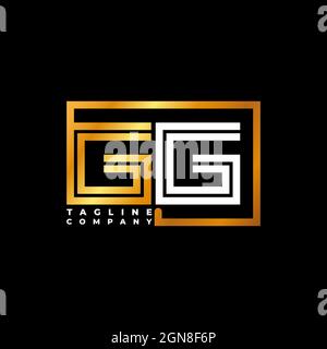 GG Logo letter monogram shape line golden vector template. Business monogram company Stock Vector