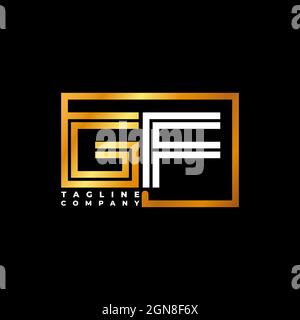 GF Logo letter monogram shape line golden vector template. Business monogram company Stock Vector