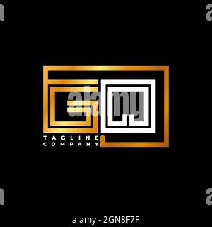 GQ Logo letter monogram shape line golden vector template. Business monogram company Stock Vector