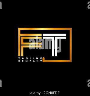 FT Logo letter monogram shape line golden vector template. Business monogram company Stock Vector