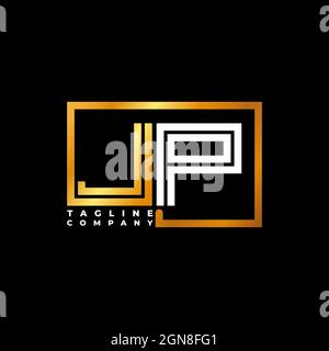 JP Logo letter monogram shape line golden vector template. Business monogram company Stock Vector
