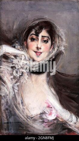 Gloved Woman by the Italian artist, Giovanni Boldini (1842-1931), oil on canvas, c. 1901 Stock Photo
