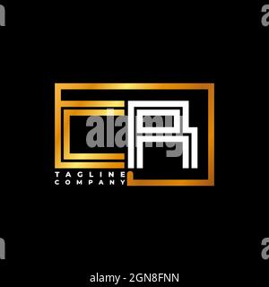 CR Logo letter monogram shape line golden vector template. Business monogram company Stock Vector