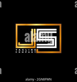 JS Logo letter monogram shape line golden vector template. Business monogram company Stock Vector