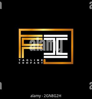 FI Logo letter monogram shape line golden vector template. Business monogram company Stock Vector