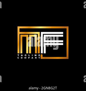 MF Logo letter monogram shape line golden vector template. Business monogram company Stock Vector