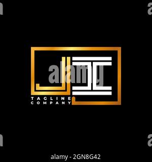 JI Logo letter monogram shape line golden vector template. Business monogram company Stock Vector